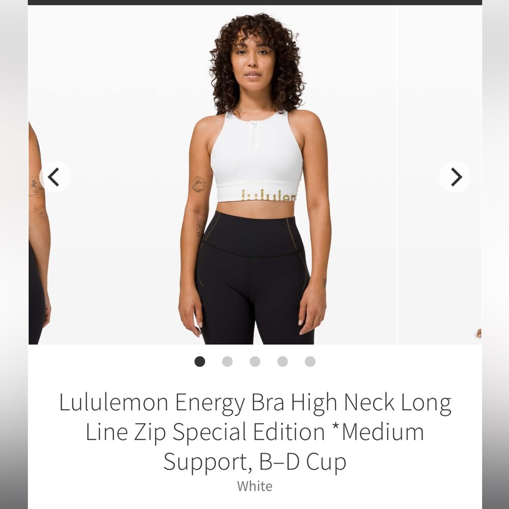 Lululemon White Energy Bra High Neck